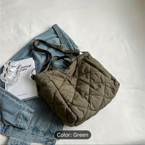 Olive green quilted crossbody bag